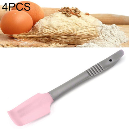 Silicone cake spreader scraper with pink flexible blade and gray handle