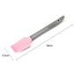 Pink silicone butter spreader scraper with gray handle, 19cm length
