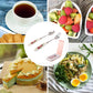 Ceramic-handled stainless steel spoon and fork set for serving