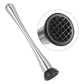 Stainless steel ice pick muddler with round perforated head and black tip base