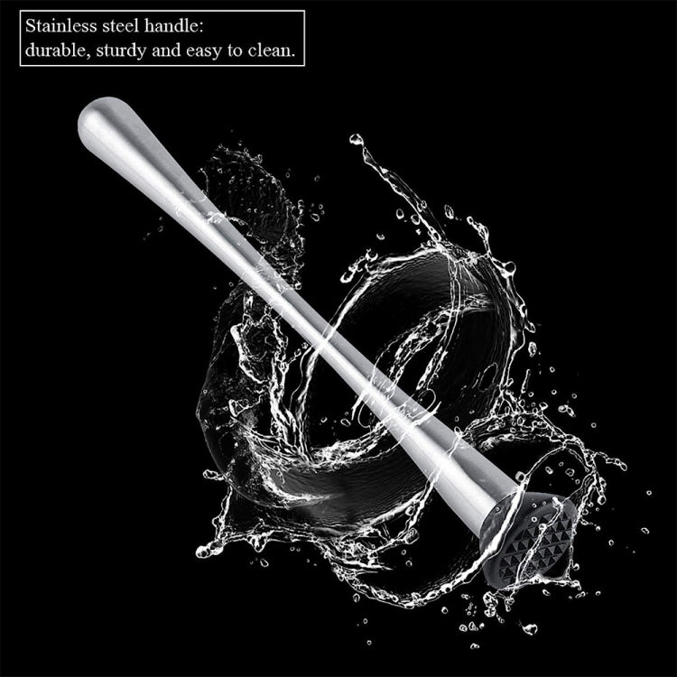 Stainless steel ice pick muddler with water-splashing tip for crushing ice