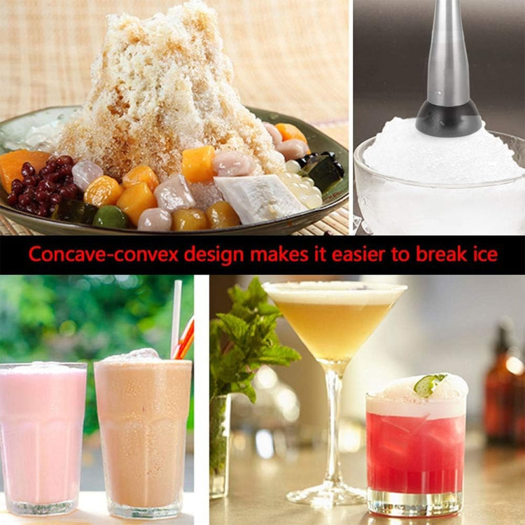Stainless steel ice pick muddler with black base for breaking ice in drinks