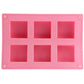 Pink silicone square mold tray with six square cavities
