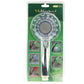 Packaged multi-function LED shower head with clear spray face and chrome handle
