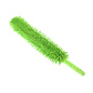 Double-sided chenille dust duster with green flexible head and loop handle