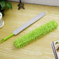 Double-sided chenille dust duster with bright green head and gray fabric sleeve