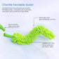 Single-sided chenille dust duster with bright green spiral head and handle