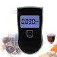 Black breath alcohol tester with blue LCD display and front mouthpiece