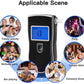 Black breath alcohol tester device with blue LCD display and side mouthpiece
