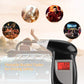 Handheld digital alcohol tester with black body and red LCD breathalyzer screen