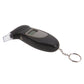 Black handheld alcohol breath tester with mouthpiece and keychain