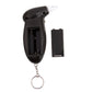 Black alcohol breath tester with open battery compartment and keychain
