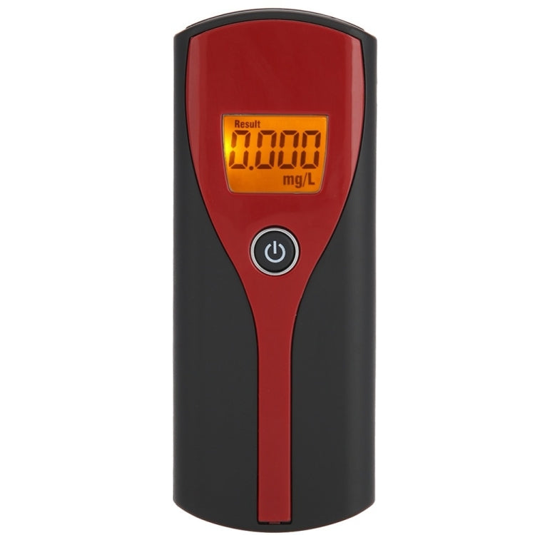 Handheld alcohol breath analyzer with orange LCD result display, mg/L