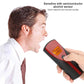 Alcohol breath analyzer in use, orange LCD breath reading on the display