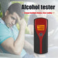 Alcohol breath analyzer with orange backlit LCD showing 0.000 mg/L
