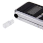 Handheld breath alcohol tester with black display window and clear mouthpiece.