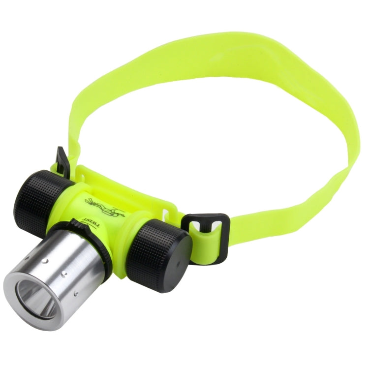 Neon yellow and black LED headlamp with silver flashlight housing and wide strap