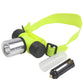 Neon yellow LED headlamp kit with strap, silver lens, and black battery holder