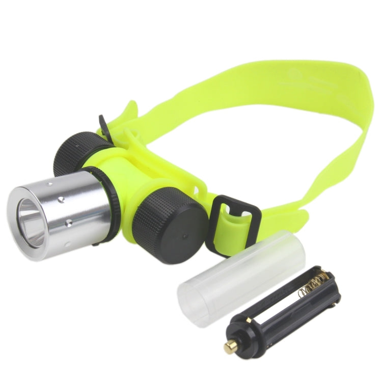 Neon yellow LED headlamp kit with strap, silver lens, and black battery holder