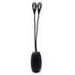 Dual-arm clip-on LED lamp with two small light heads and long flexible goosenecks