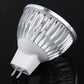 White LED spotlight bulb with silver ridged reflector and two-pin plug base