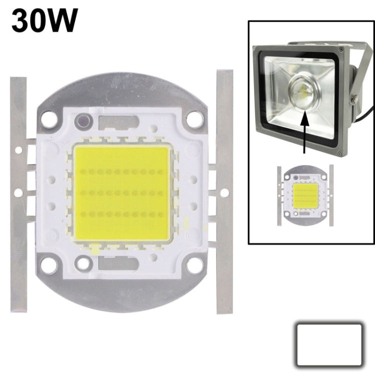 30W LED spotlight module showing square LED PCB and mounting tabs