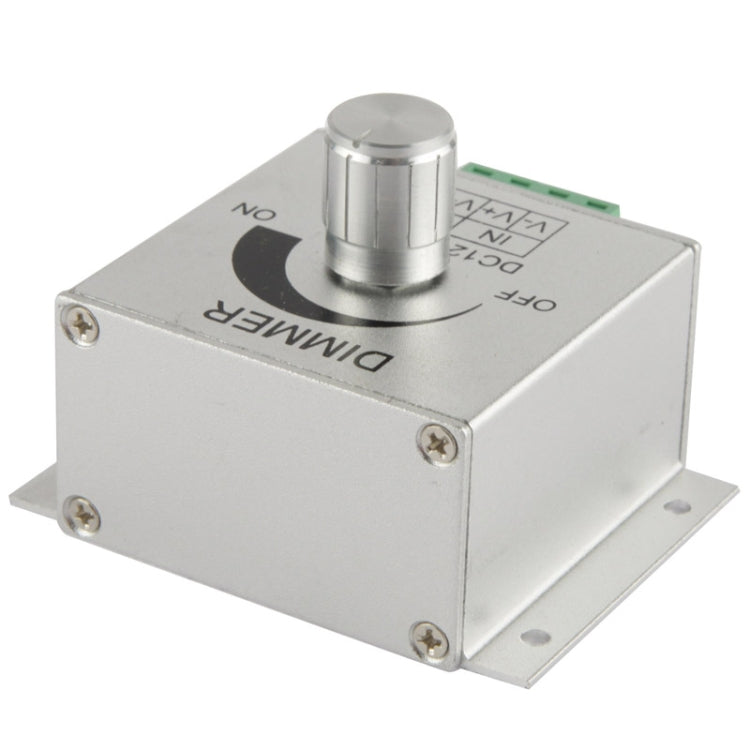 DC LED dimmer controller back panel with silver knob and mounting bracket