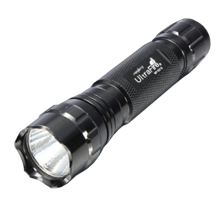 Black UV flashlight with textured grip and metal reflector head