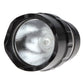 Black UV flashlight head close-up showing circular lens