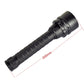 Black LED diving flashlight body with knurled handle and end cap.
