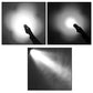 LED flashlight beam shots showing bright white light spread from flashlight.