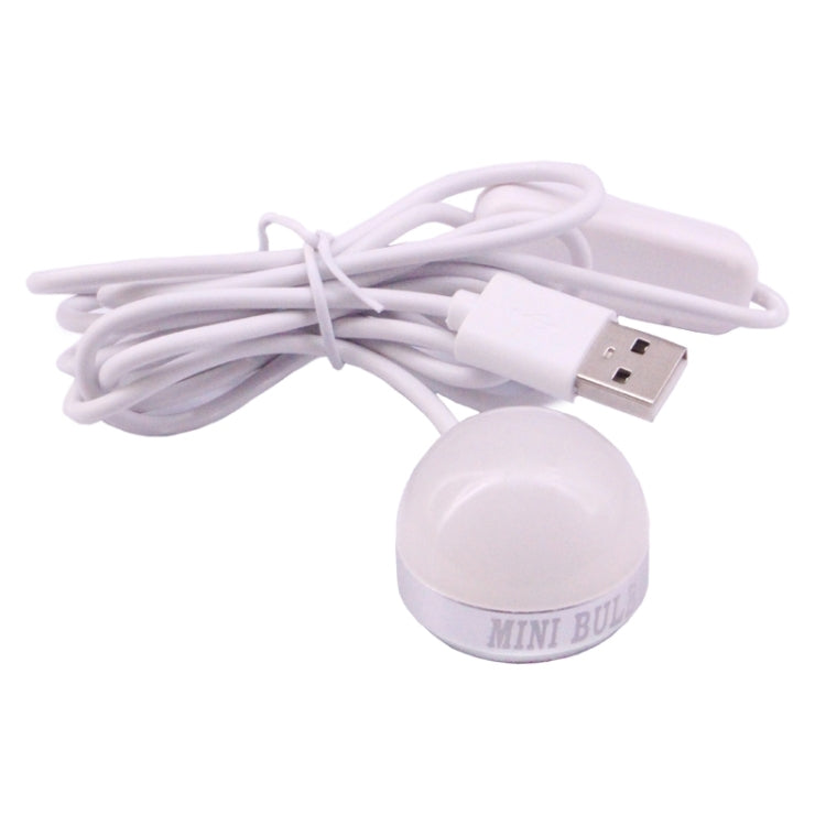 USB mini LED bulb lamp with USB cable and round white bulb, unlit