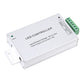 Silver LED controller module with green screw terminal block and power label