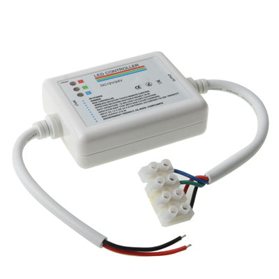 White LED controller module with attached wiring harness and connector block
