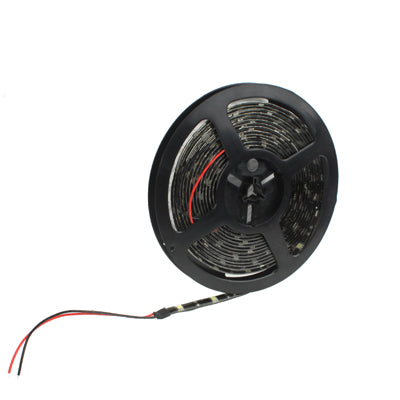 White LED strip reel with black housing and wired leads