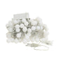 White LED globe rope light with tail plug, silver wire, and hanging loop