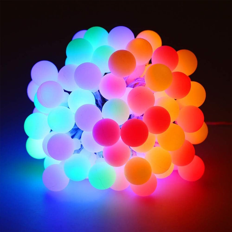 Colorful LED globe rope light with multicolor round bulbs