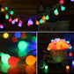Multicolor LED rope light string with round bulbs and festive dangling design