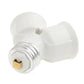 White E27 to dual E27 conversion socket adapter, single base with electrical contacts