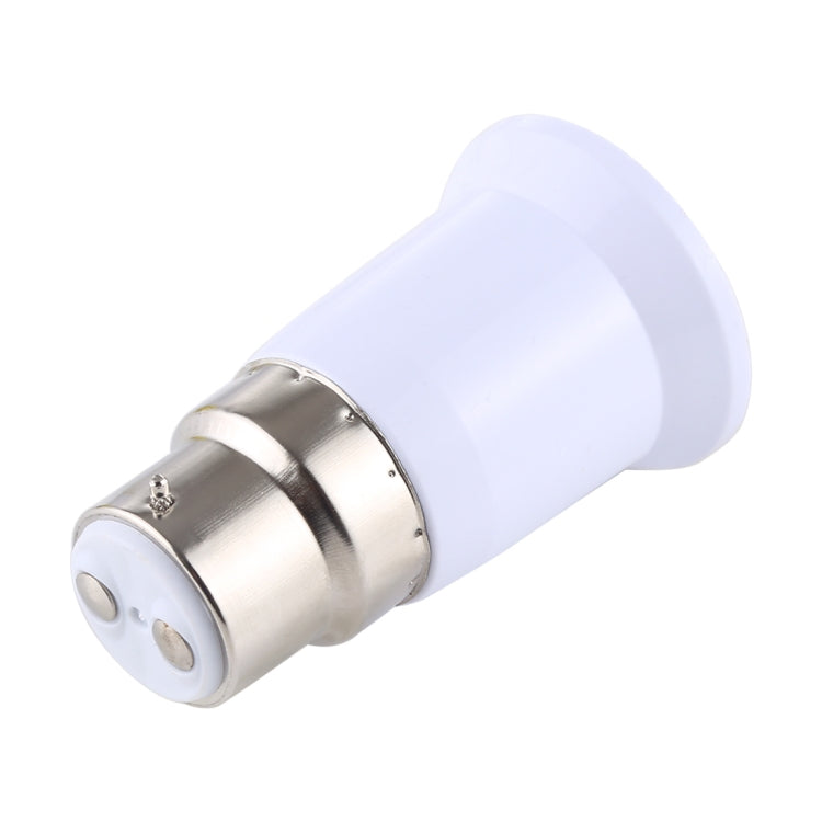 E27 to B22 bulb adapter, white sleeve with silver base and mounting holes
