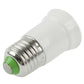 E27 to E27 lamp socket adapter, silver screw base with white body and green mark