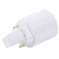 White E27 to G24 lamp base adapter with two brass pins