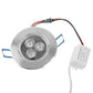 3-LED recessed light with mounting clips and a driver module connected by wires