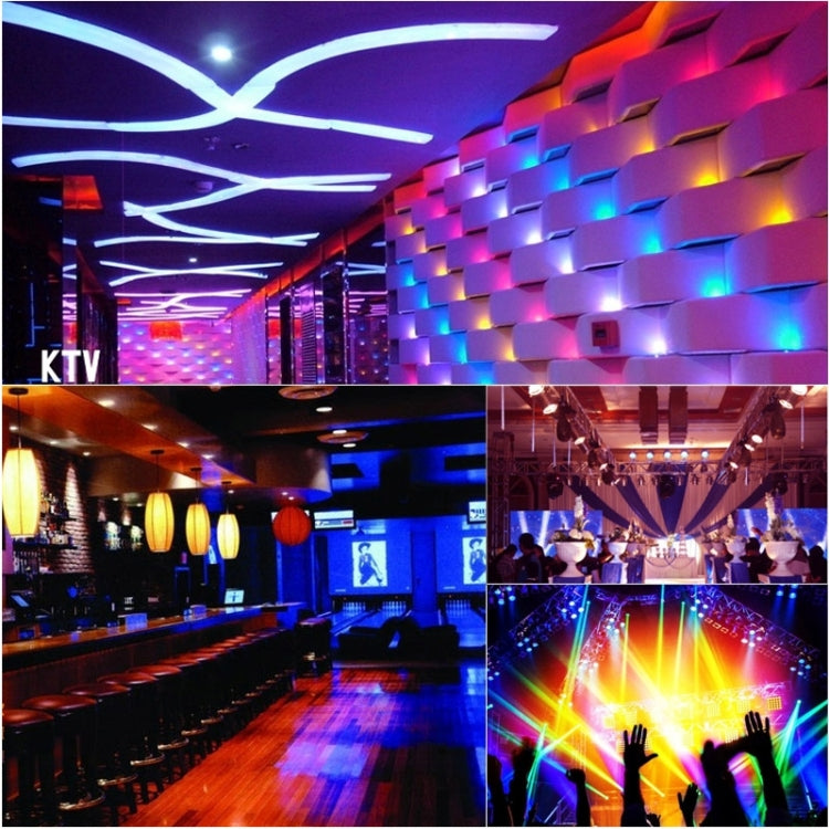 Color-changing LED wall and ceiling lighting in a club-style venue