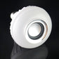 White smart LED bulb spotlight top view with black inner ring