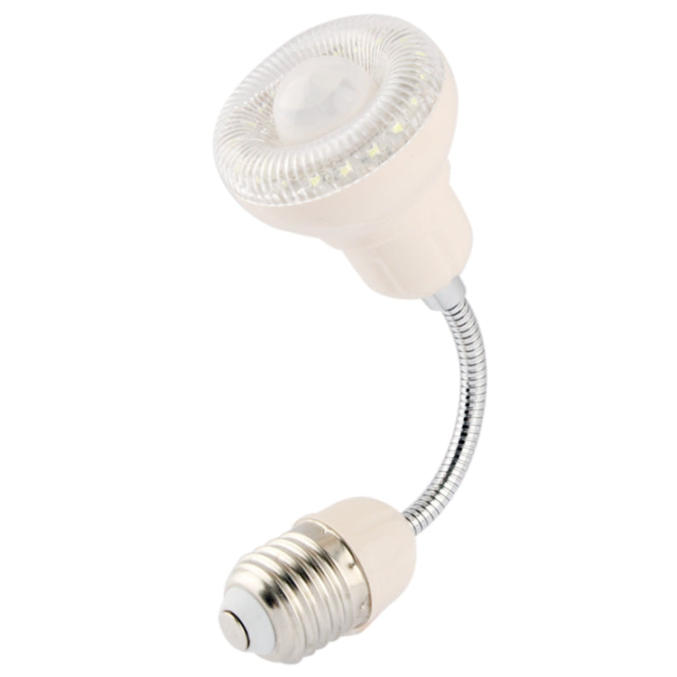 Human sensor night light with flexible neck and white bulb head, E27 screw base
