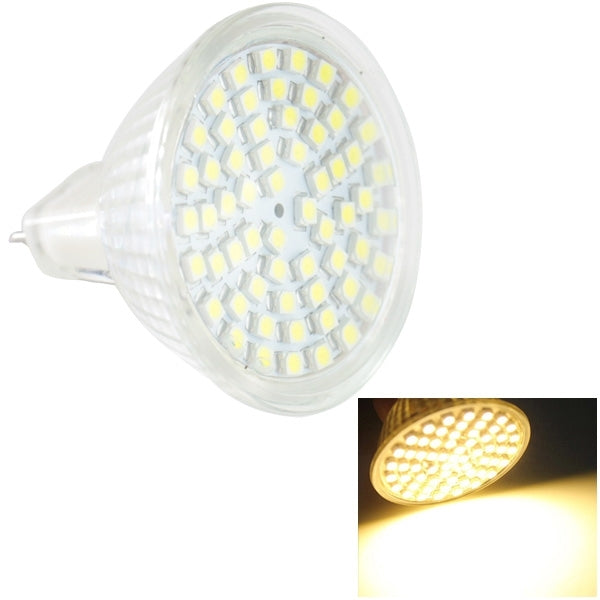 Clear MR16-style LED bulb with multiple white LED chips and bi-pin base