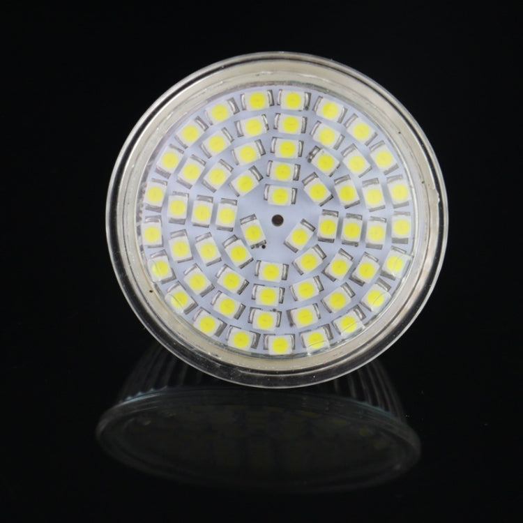 Clear-lens LED bulb top view showing densely packed LED chips and reflector