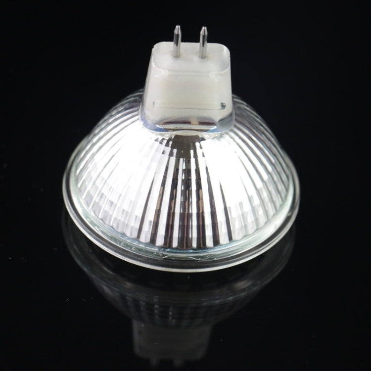 MR16-style LED bulb with bi-pin plug and transparent reflector face