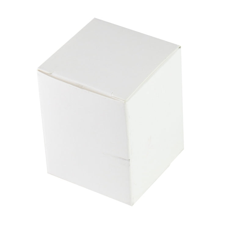 White cardboard product box with simple folded top